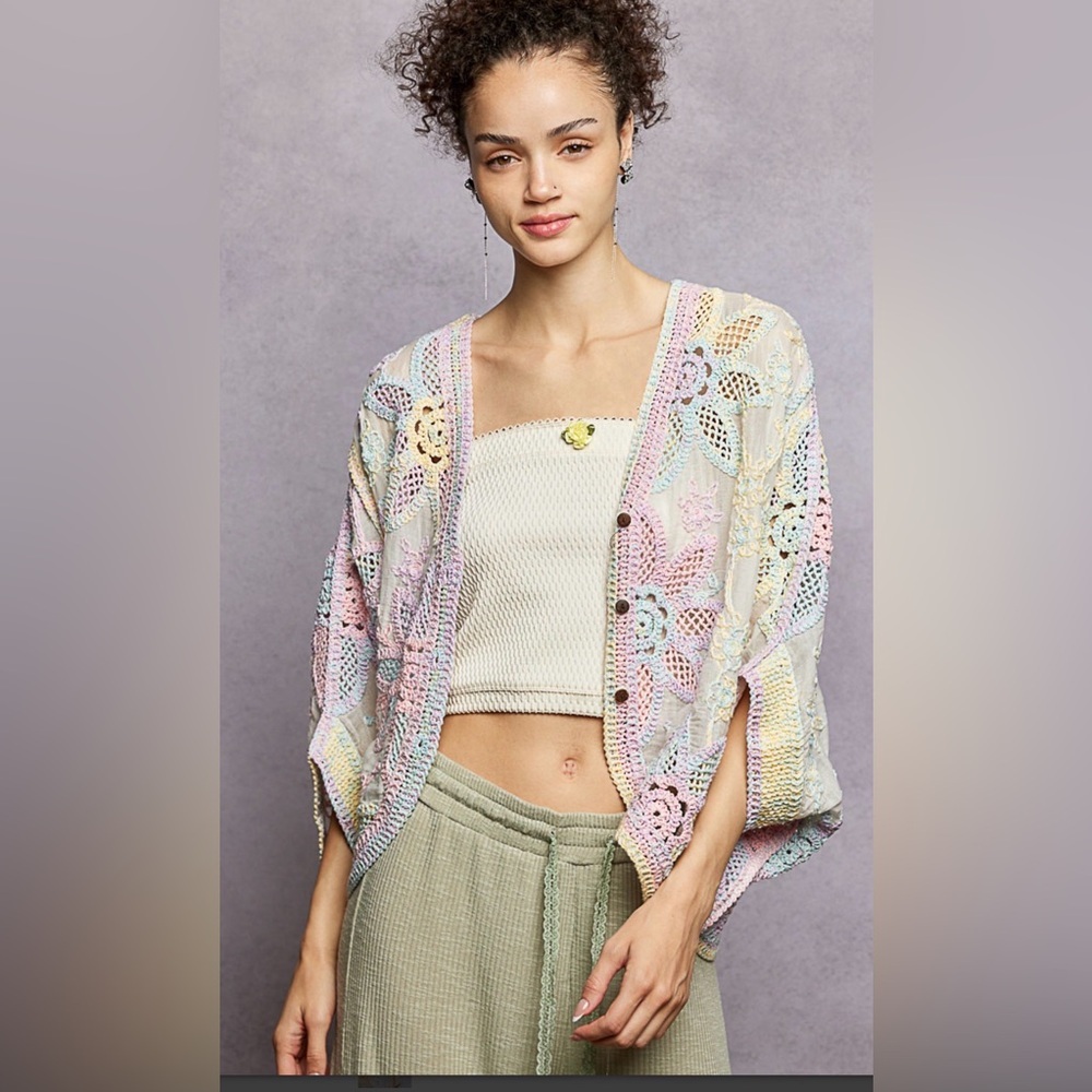 POL SMC310 Rainbow Crochet Sweater